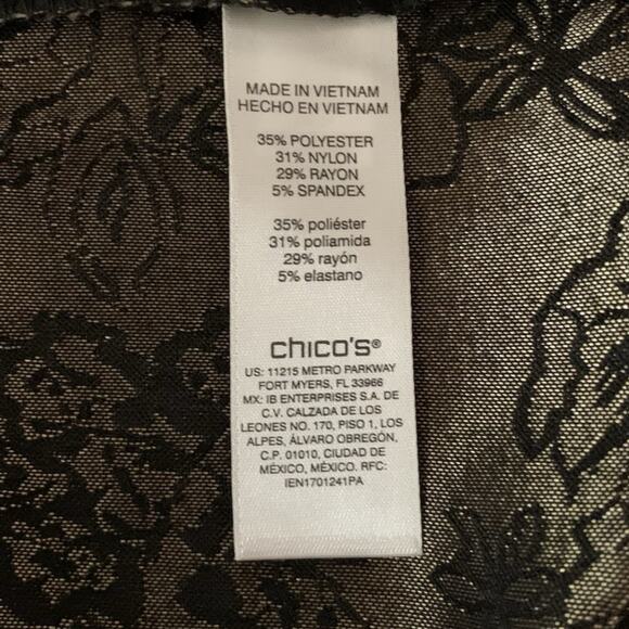 NWT Chico's Pants Sz 3.5 (18) Josie Slim Pull-On Ankle Soiree Metallic Jacquard - Picture 4 of 7